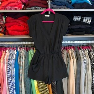 Babaton black v neck elastic waistband romper size S
